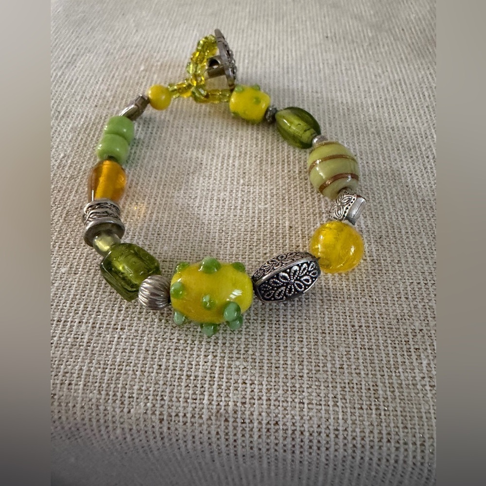 Yellow & Green Beaded Bracelet